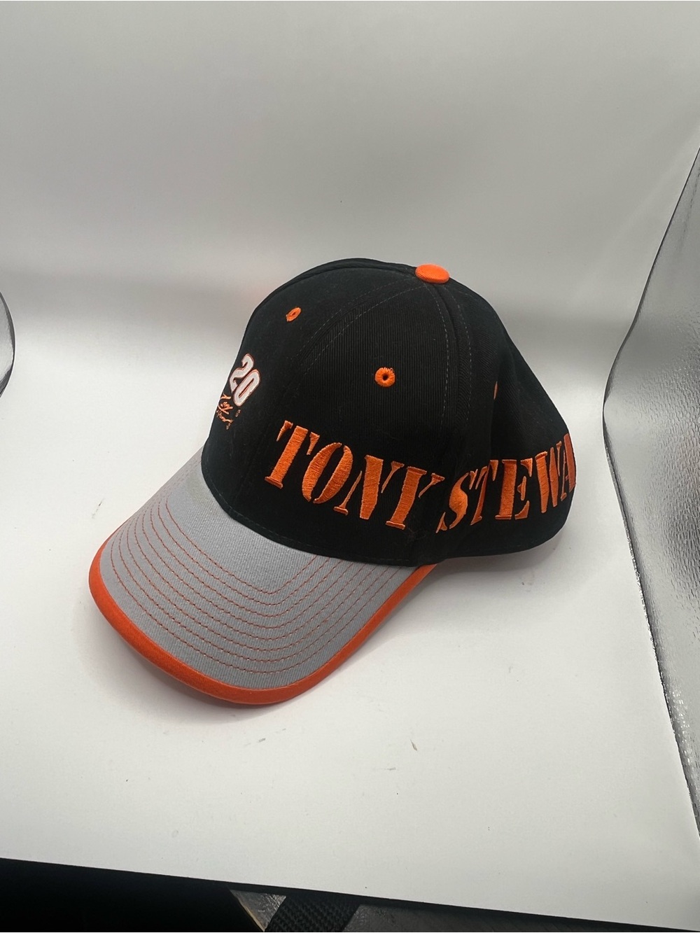 Chase Authentics Black and Orange Embroidered Racing Cap Tony Stewart